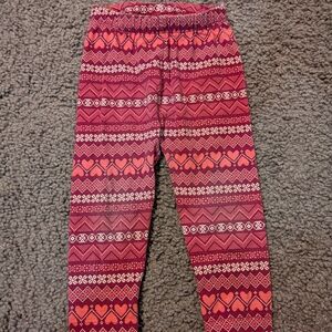 Old Navy Red and Pink Baby Leggings with Festive Winter Knit Pattern
